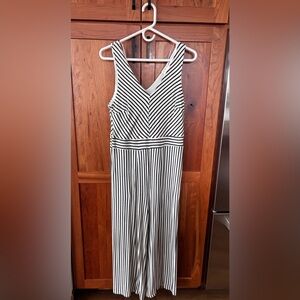 Black and White Striped Jumpsuit